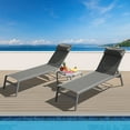 thumbnail image 4 of Domi Outdoor Living 3-Piece Adjustable Pool Lounge Set, Steel Textilene Sunbathing Chairs with Headrest (2 Gray Chairs W/Table), 4 of 8