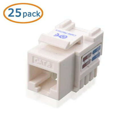 [UL Listed] Cable Matters 25-Pack Cat6 RJ45 Keystone Jack (Cat 6 / Cat6 Keystone Jack) in White with Keystone Punch-Down