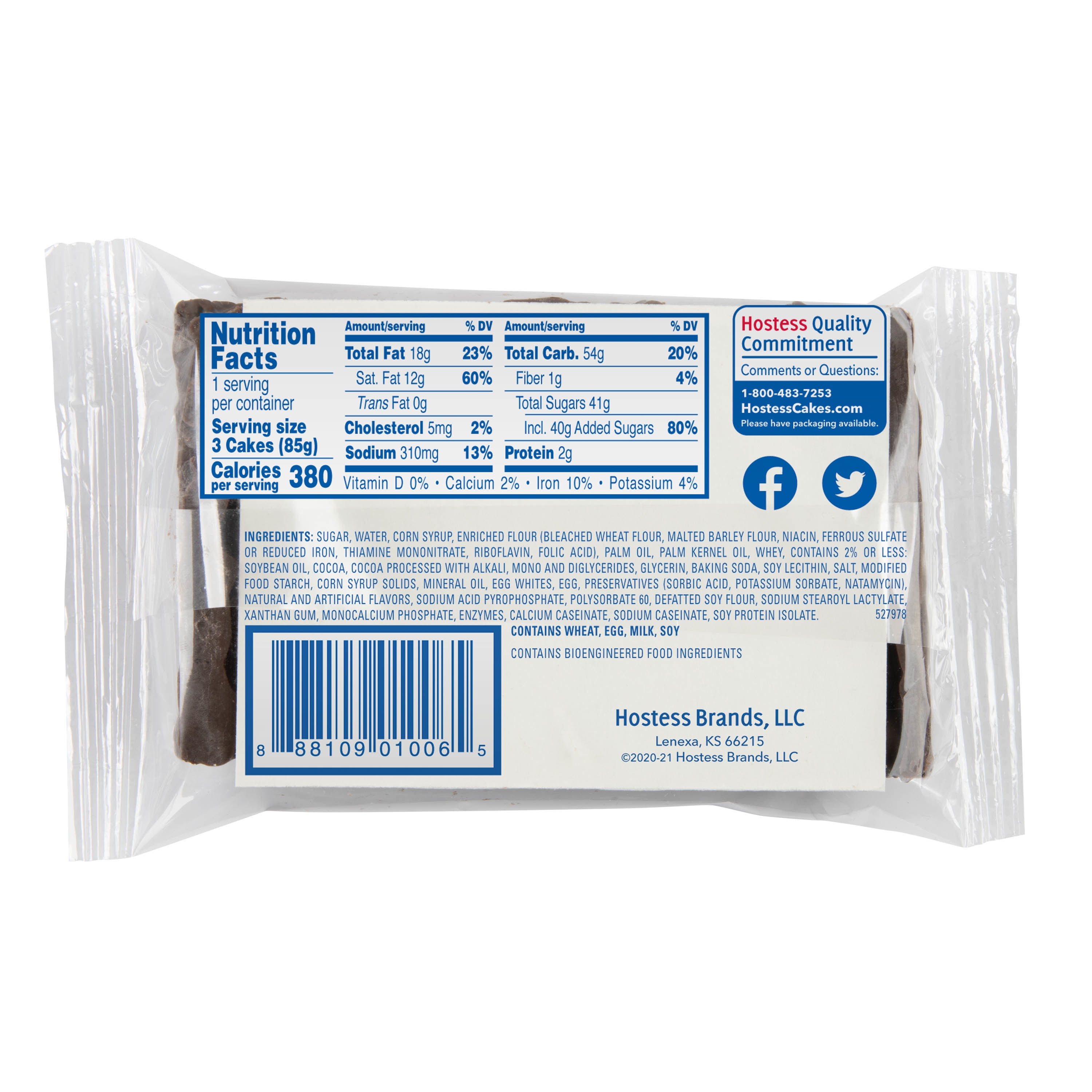 HOSTESS HOHOS, Chocolate Snack Cakes, Single Serve, 3 oz, 3 Count