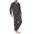 thumbnail image 2 of Naloa Forest Flora and Insects Men’s Pajamas Set - Long Sleeve Button Down Sleep Shirt and Pajama Bottoms Sleepwear Set-X-Large, 2 of 7