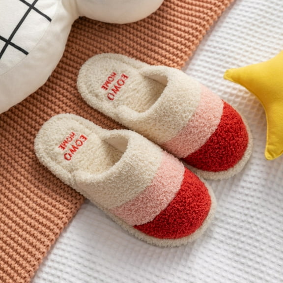 YOUGU Couple Slippers Cozy Warm Winter House Shoes Fluffy Soft Memory Foam Anti-Skid