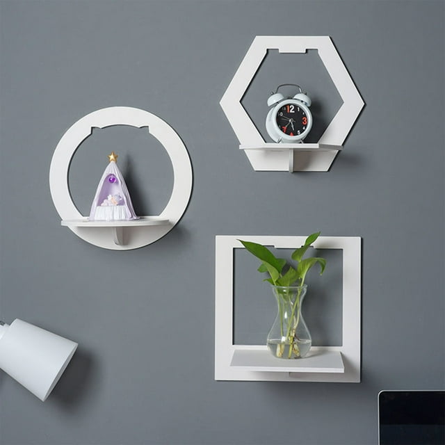 Sentmoon Corner Bookcases Shelves for Wall No Drilling Wall Mount Bedroom Kitchen Decorative Floating Shelf Display Rack Can Be Used To Display Plants Books and Home Decor