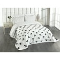 thumbnail image 3 of Ambesonne Mushroom Quilted Bedspread Set 3 Pcs, Monochrome Woodland Art, Queen Size, White Black, 3 of 5