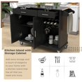 thumbnail image 5 of Kitchen Island Cart with Stainless Steel Top, Rolling Kitchen Island with Storage Cabinet, Kitchen Island on Wheels with 2 Drawers, Goblet Holder, Wine Rack, Spice Rack, Towel Rack (Black), 5 of 9