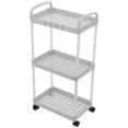 thumbnail image 3 of Carrito utilitario con ruedas, organizador de almacenamiento de plástico de 3 niveles, carrito de almacenamiento con ruedas para cocina, baño, dormitorio, guardería, 3 of 7