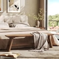 thumbnail image 4 of Finmind 63" Extra Long Solid Wood Entryway Bench, Farmhouse Shoe Storage Bench with Herringbone Design, 4 of 8