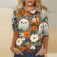thumbnail image 1 of Heisall Womens Hoodies Halloween Print Round Neck 3/4 Sleeve Loose Fit Tshirts 2025 New Arrival Fashion Tops, 1 of 5
