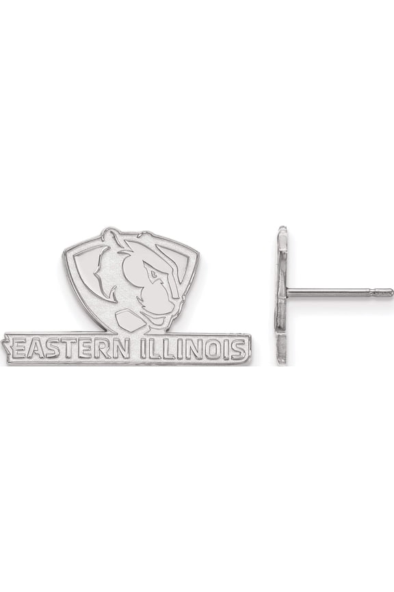 Sterling Silver S. Rh-P Logoart Eastern Illinois University Small Post Earrings (12 X 22) Made In United States ss006eiu