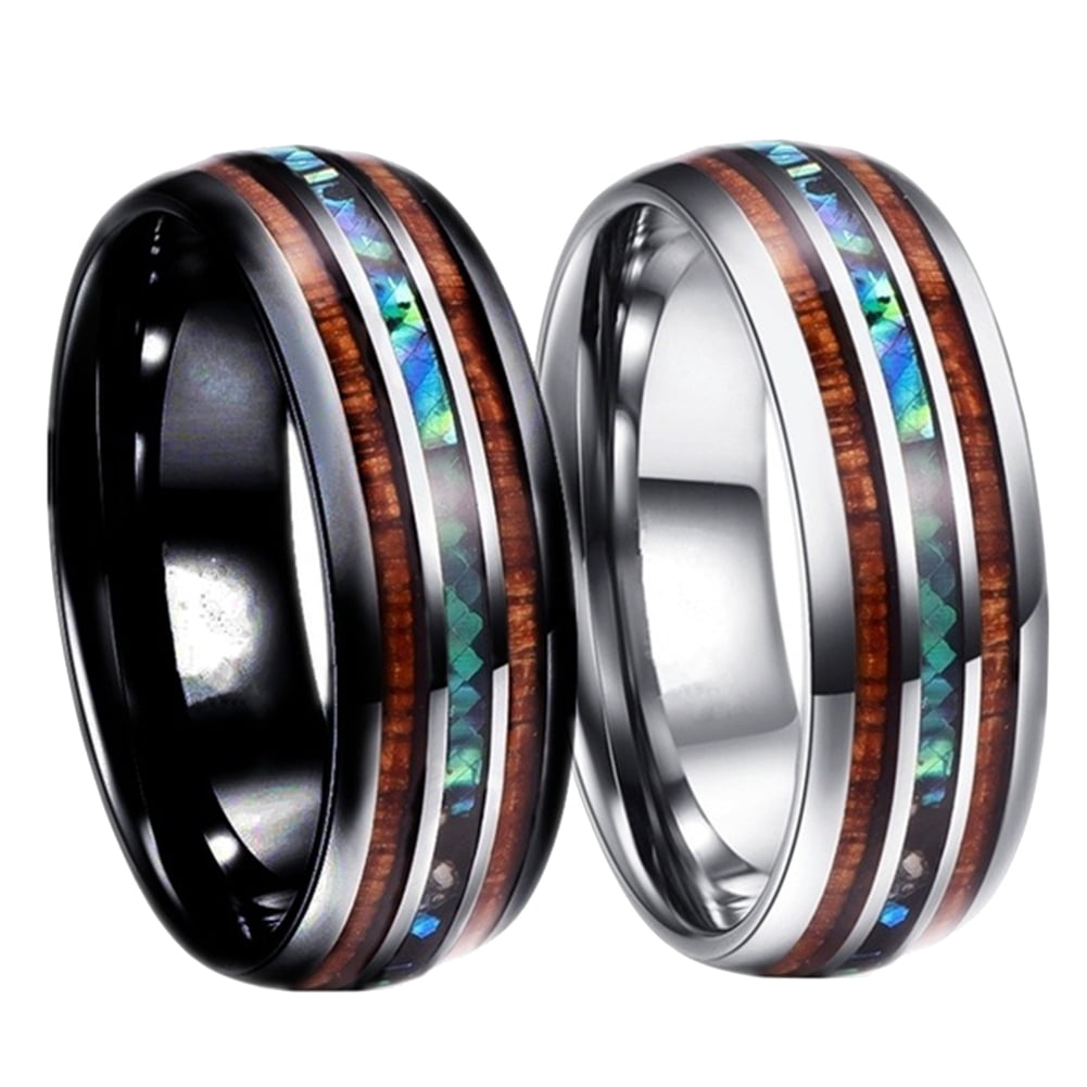 Couple Wedding Multicolor Abalone Shell Stainless Steel Band Titanium Ring Couple Wedding Multicolor Abalone Shell Stainless Steel Band Titanium Ring