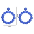 thumbnail image 2 of Pendientes colgantes de aro de bola de ratán para mujer, pendientes de rafia de mimbre de paja trenzada, accesorios de playa de verano, regalos, azul real, 2 of 5