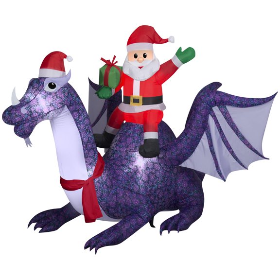 Papá Noel inflable Gemmy montando un dragón 1,8 m con luces LED