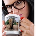 thumbnail image 2 of 3drose, Botswana. Harveys Pan. Elephant Drinking from a Waterhole., 15oz Two-tone Red Mug, 2 of 6