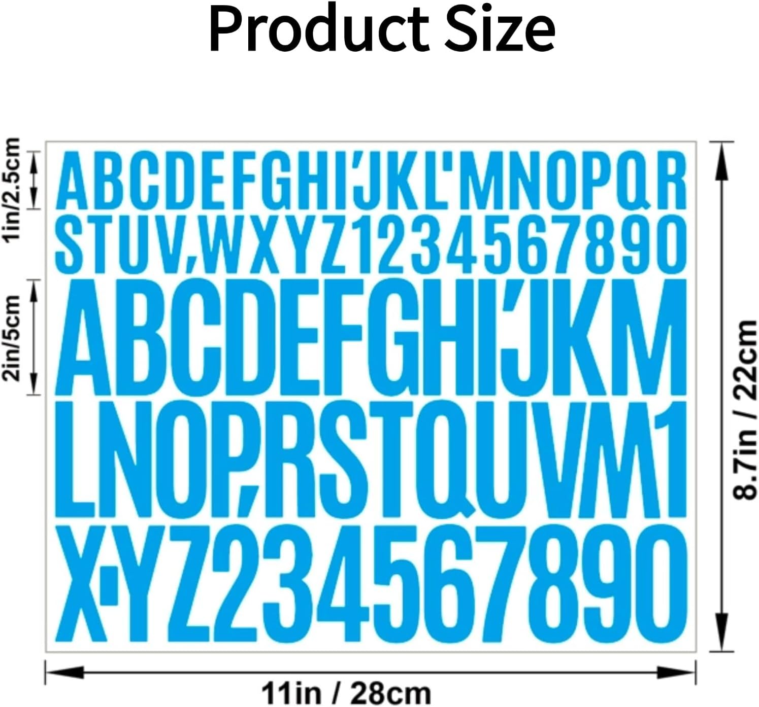 10 Sheets 780 Pcs Vinyl Letter & Number Stickers - Waterproof, Self-Adhesive Alphabet for Mailbox, Door, Window, Cars, Boats, Address(Blue, 1in & 2in)