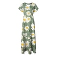 thumbnail image 5 of vigerkar Womens Floral Maxi Dress Summer Short Sleeve Long Dresses Flowy V Neck A Line Maxi Dresses Boho Vacation Beach Dress Green, XXL, 5 of 7