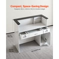 thumbnail image 3 of VEVOR Reception Desk, 50 inch Rectangular Front Counter Table, Modern Office Reception Desk with Light Strip, 3 Drawers & Storage Cabinets, Retail Counter Table for Checkout, Lobby, Salon, Office, 3 of 9