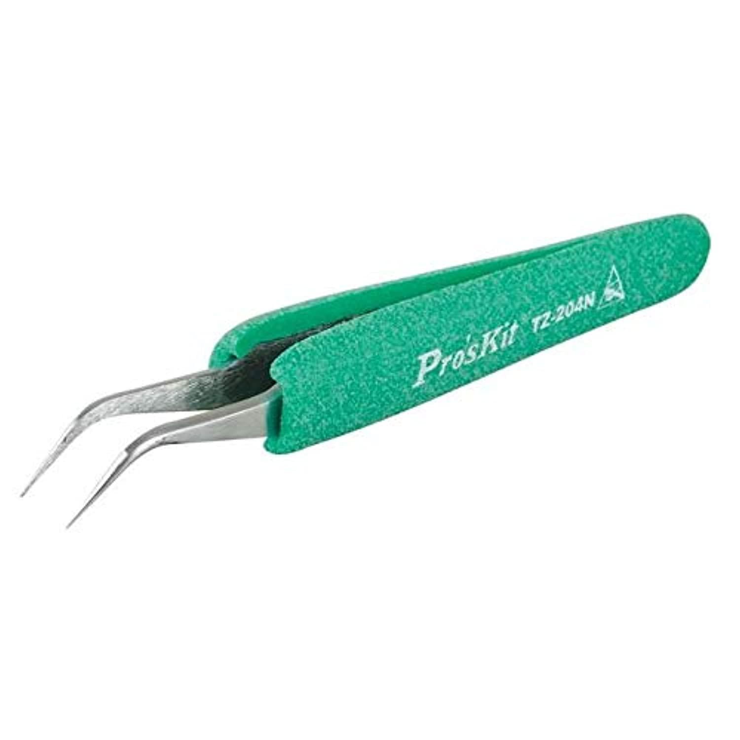 TZ-204N - TWEEZER METAL 4.7 INCH BENT CUSHIONED HANDLE