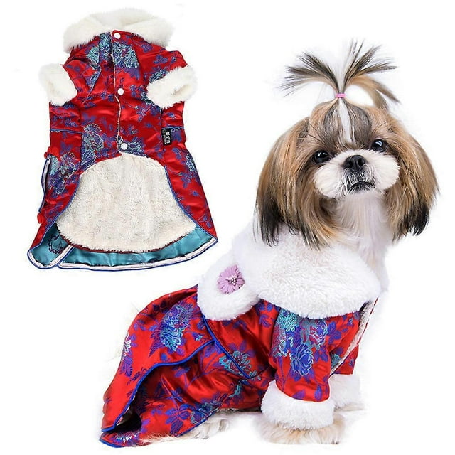Autumn Winter Cotton Cute Red Thicken Beautiful Soft Comfortable Pet Clothes Warm Coat Clothing for DogsRed XL