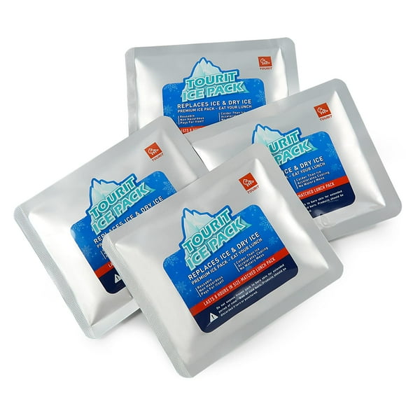 Paquete de hielo reutilizable TOURIT para hieleras, juego de 4