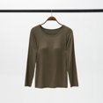thumbnail image 1 of Pijama de una pieza sin aro y sin sujetador para mujer, de modal, con camiseta de manga larga y cuello redondo y almohadilla para el pecho, 1 of 5