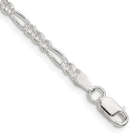 Auriga Fine Jewelry 925 Sterling Silver 3mm Flat Figaro Chain Bracelet 8 inch for Women