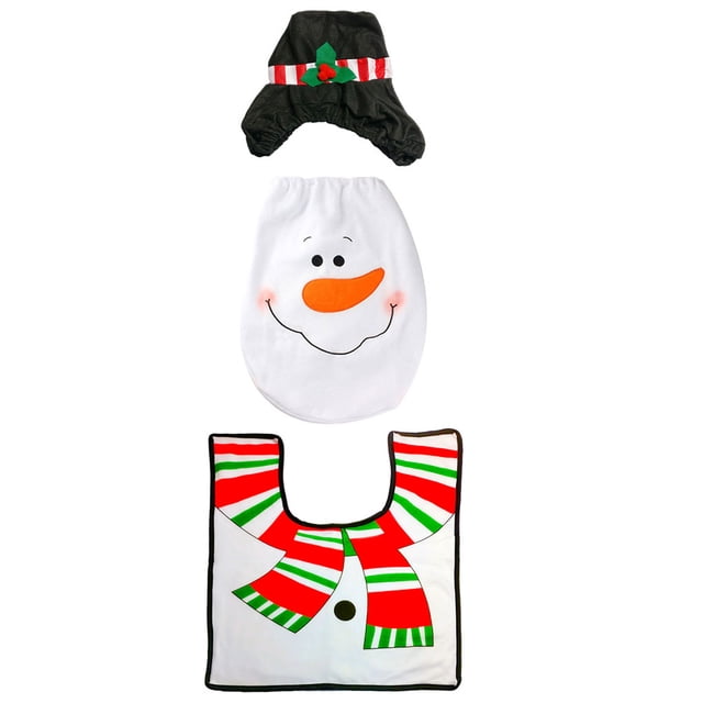 Papá Noel Cubierta de asiento de inodoro Alfombra Juego de cubierta de tanque Elf Muñeco de nieve Elk Decoraciones navideñas Hogar Baño Noticed JR0857-02