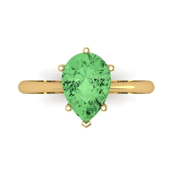 Solitaire Engagement Ring for Women - 2ct Simulated Green Diamond in 18K Yellow Gold Promise Ring