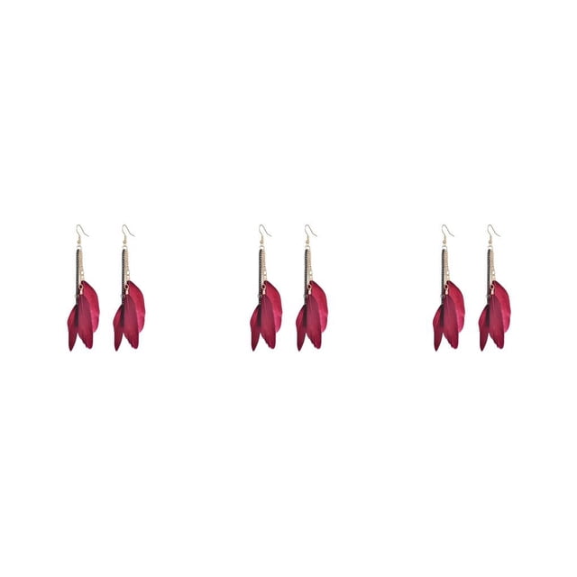 Sonducket 2 uds pendientes cadena pluma bohemio largo pendiente exhibición elfo joyería Navidad Halloween Acción de Gracias regalos rojo Type1 NO1