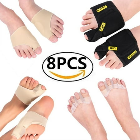 Yosoo 8pcs Bunion Corrector & Bunion Relief Protector Sleeves Kit - Treat Pain in Hallux Valgus, Big Toe Joint, Hammer Toe, Toe Separators Spacers Straighteners Splint Aid Surgery
