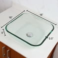 thumbnail image 3 of Elite Transparent Square Tempered Glass Flat Bottom Bathroom Vessel Sink Bowl with Chrome Pop-up Drain - 1501+P01C, 3 of 5