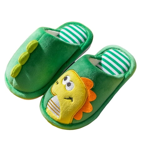 

Yammkia Boys Girls Fuzzy House Slippers Open Toe Home Slides for Kids Indoor Outdoor Warm Shoes for 2.5-3 Years Green
