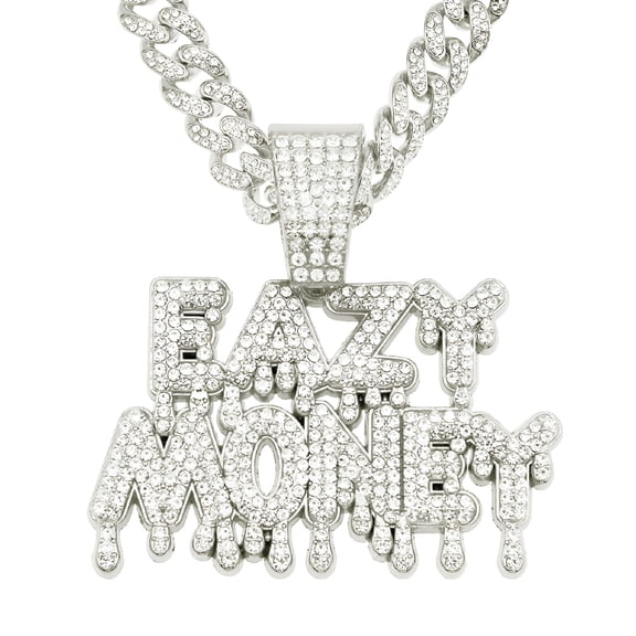 DESIGNICE Hip Hop Letter Pendant Necklace Men Women Money Chain Iced Out Bling Cuban Necklaces Hiphop Jewelry Fashion Gift