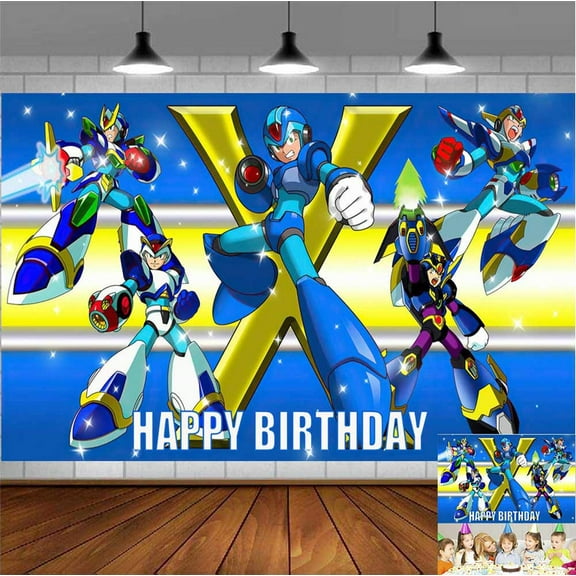 megaman Backdrop Banner Party Supplies Poster Movie Theme Background for Photography Kids Birthday Decorations