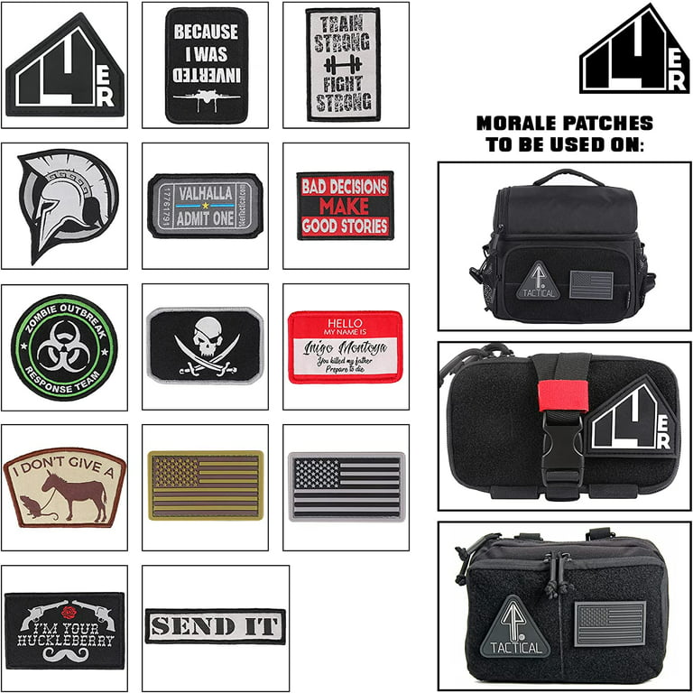 14er Tactical Morale Patches (14-Pack), Hook & Loop Backed, 3â€ x 2â€ PVC  Flags & Funny Patches