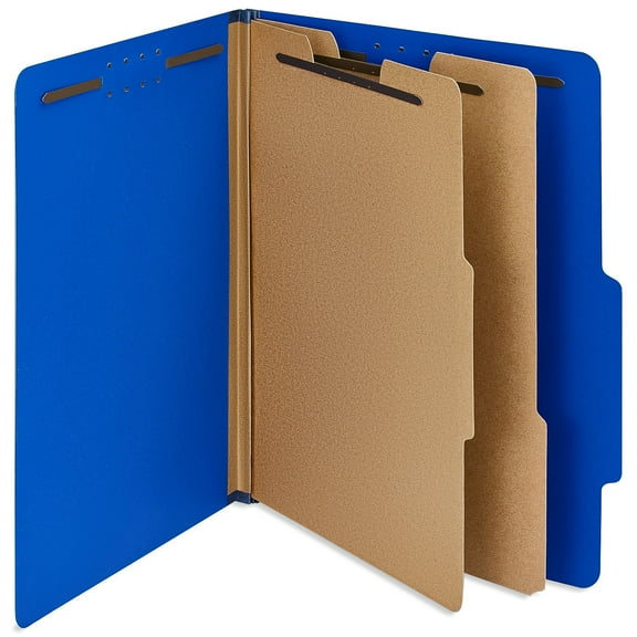 Staples 100% Recycled Heavy Duty Classification Folder 2-Dividers 2" Expansion Letter Size Dark Blue