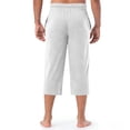 thumbnail image 6 of Men Elastic Drawstring Capri Pajama Pants, Solid Loose Wide Leg Below Knee Loungewear Sleep Bottoms with Front Pocket & Button Fly Size 3XL White, 6 of 8