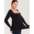 thumbnail image 3 of Long Sleeve Maternity Tops Square Neck Pregnancy Basic Shirts Soft Casual Tee, 3 of 5