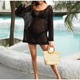 thumbnail image 6 of Womens Oversized Crochet Knit Swim Cover Up Long Sleeve Mesh Beach Bathing Suit Coverup, 6 of 13