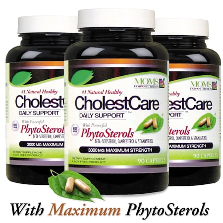 (Pack of 3) CholestCare by Moms for Nutrition Maximum Strength Cholesterol Complex with Phytosterol and Beta-Sitosterol, 270 total capsules