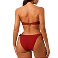 thumbnail image 5 of Hot Days, Bold Styles UTSJKR High Cut Bikini Sets for Women Knot Front Bandeau Two Piece Swimsuit Strapless Bikini Set Bathing Suit Wine XL, 5 of 5