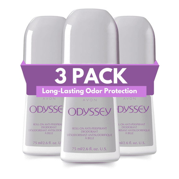 Avon Odyssey Roll-On Antiperspirant Deodorant, 2.6 fl oz Long-Lasting (3-Pack)