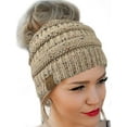 thumbnail image 1 of GFDYREE Bonnet Chignon en Tricot de Qualité CC (Latte Moucheté), 1 of 1