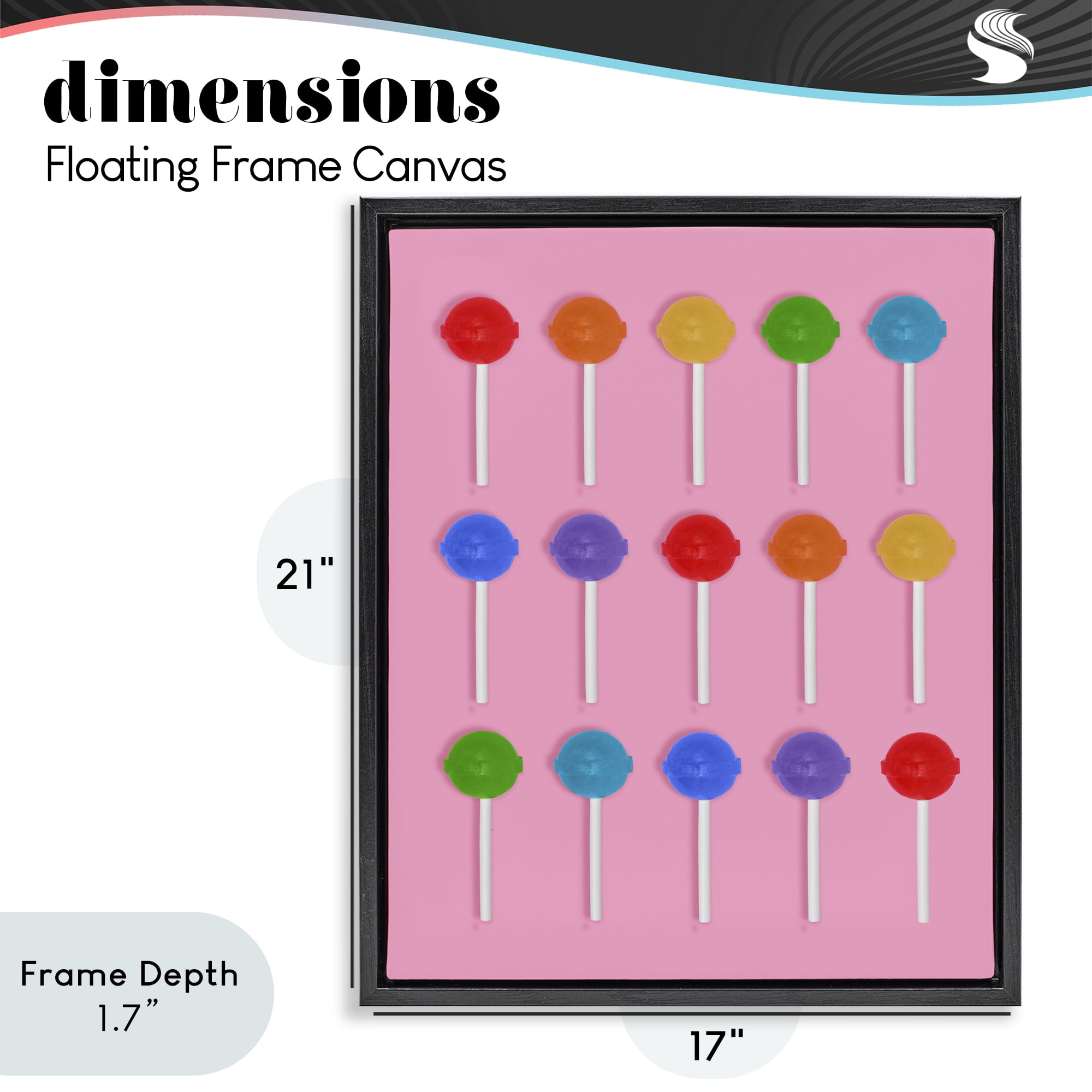 Stupell Industries Rainbow Lollipop Grid Black Framed Floater Canvas Wall Art, design by LISH Creative