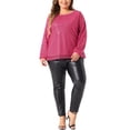 thumbnail image 2 of Agnes Orinda Women's Plus Size Sparkly Sequin Top Long Sleeve Glitter Concert Party Disco Shirt Blouse 1X Hot Pink, 2 of 6