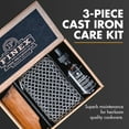 thumbnail image 2 of FINEX Cast Iron Care Kit - Cast Iron Cleaner - Maintain Cast Iron Cookware - Restores Vintage Pieces - With Organic Flaxseed Oil, Oak Wood Scraper & Cast Iron Chainmail Scrubber, 2 of 7