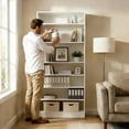 thumbnail image 2 of HAOMINS 8 Tier Shoe Cabinet, 70" Tall Heavy Duty Wood Vertical Shoe Rack with Adjustable Shelves, Space Saving, Holds Up to 35 Pairs for Closet, Entryway, Hallway, Bedroom, 2 of 12