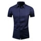 thumbnail image 2 of Playeras Elvqul para Hombre Azul Marino Solapa Casuales Manga Corta de Color Sólido, 2 of 6