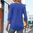 thumbnail image 2 of MIXUE Womens Summer Tops Summer Solid Color V Neck Ruffle Long Sleeve Casual Tshirts Activewear,Blue,XXL, 2 of 5