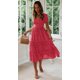 thumbnail image 1 of Explosión estilo cuello cuadrado puff manga floral vestido falda larga Irfora Rojo L, 1 of 5