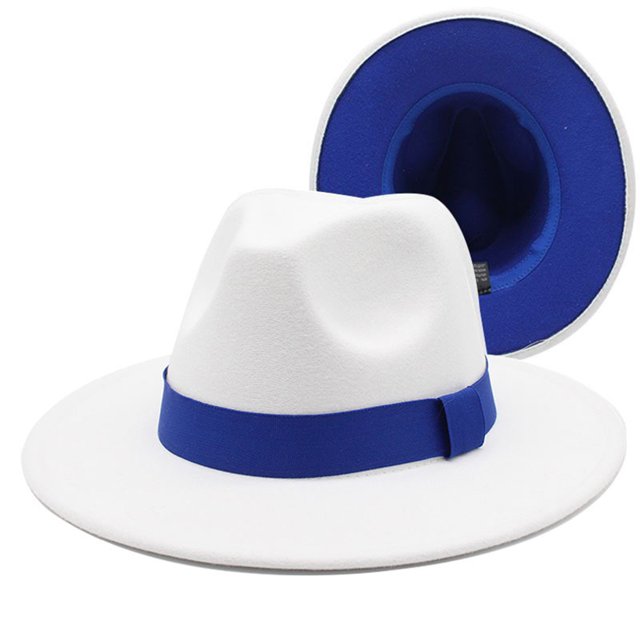 SAYOO Sombrero de lana de otoño neutro, sombrero de Fedora de doble cara de moda con cinta decorativa SAYOO moda