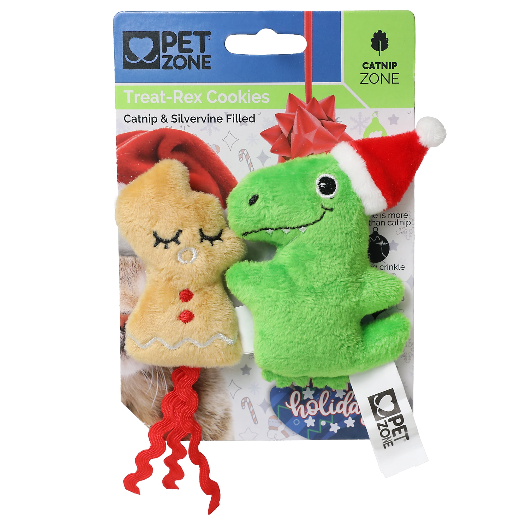 Pet Zone Treat-Rex Plush Catnip Filled Cat Toys for Cats and Kittens, 2 Pack